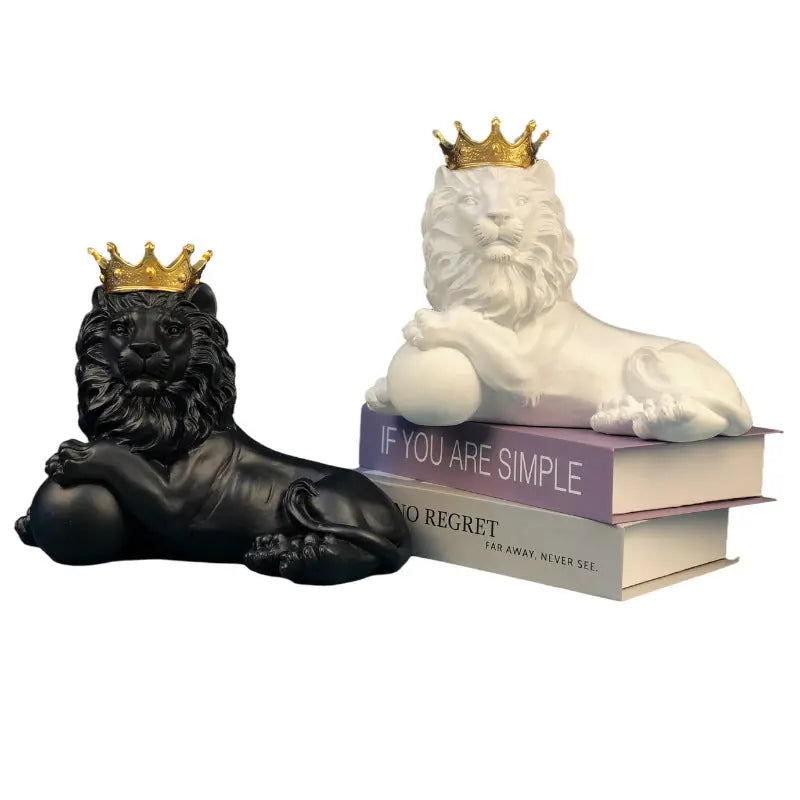 European Style Crown Lion Ornaments Resin Crafts Home Office Porch Decorations eprolo