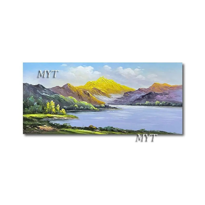 Hand-painted Golden Foil Design Mountain Landscape Picture Canvas Art Custom Artwork Showpiece For Home Decoration Frameless - Premium  from DELIGHTHOME - Just £41! Shop now at DELIGHTHOME