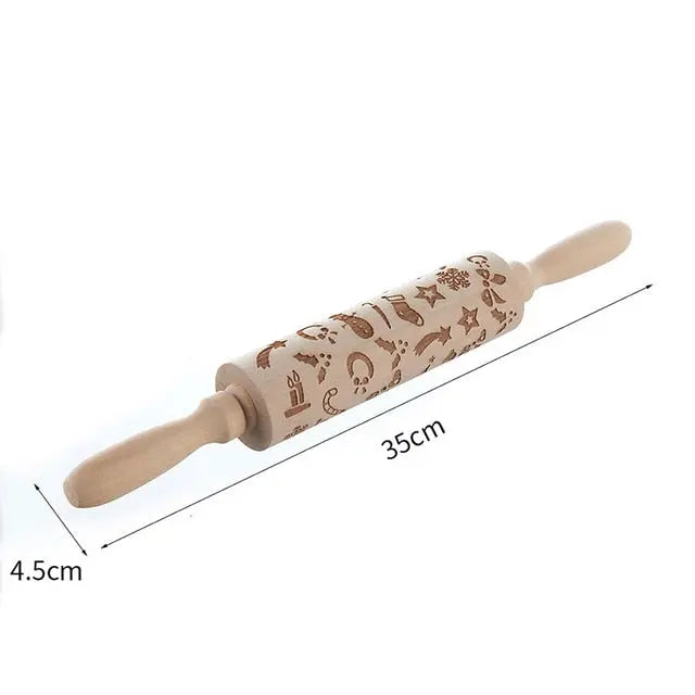 Merry Christmas Elk Wooden Print Rolling Pin Christmas Home Decorations Navidad Decor Noel Dessert Tools New Year 2020 DIY Craft eprolo