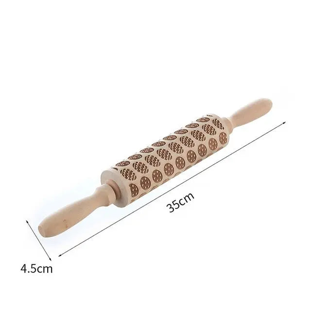 Merry Christmas Elk Wooden Print Rolling Pin Christmas Home Decorations Navidad Decor Noel Dessert Tools New Year 2020 DIY Craft eprolo